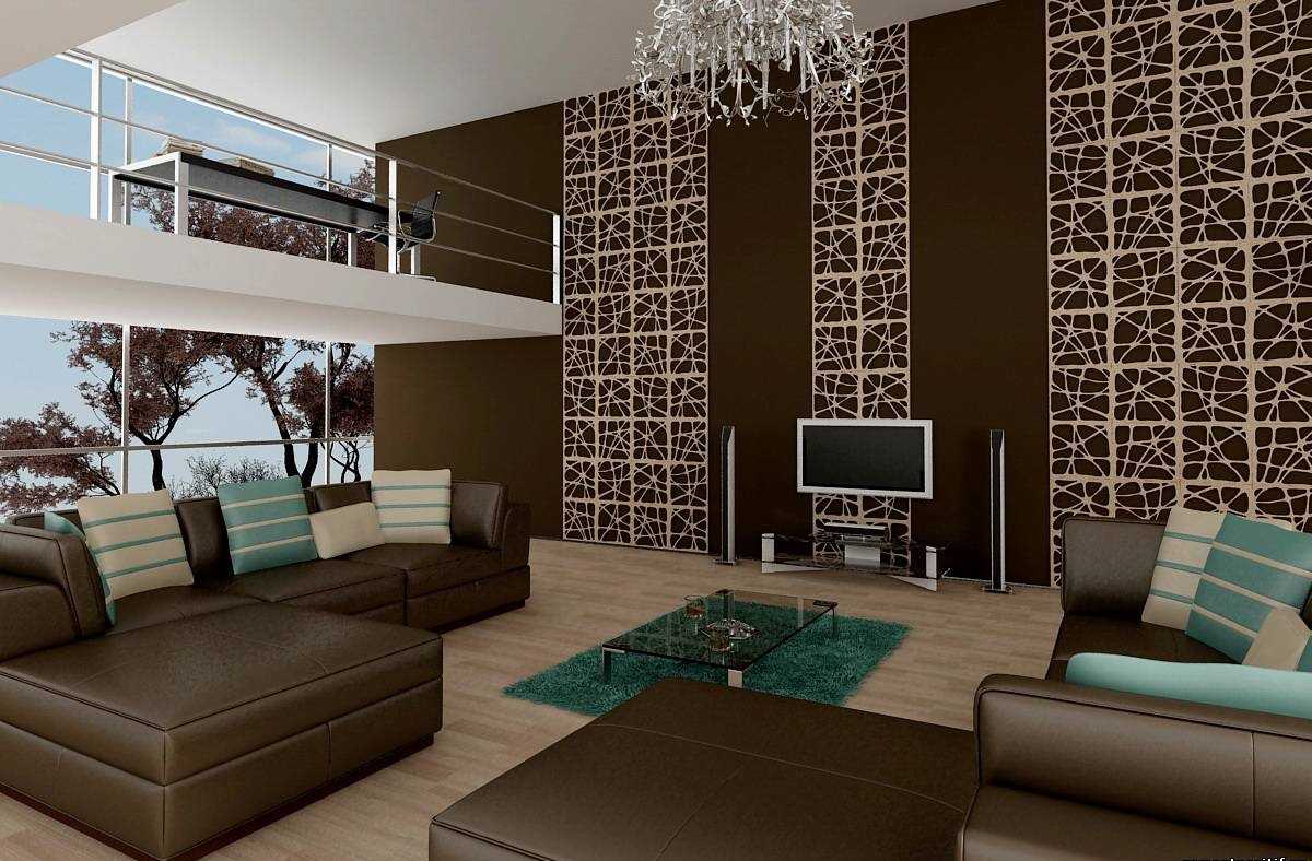krásný obývací pokoj dekor s nástěnnými panely