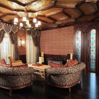 moderní design obývacího pokoje v gotickém stylu fotografie