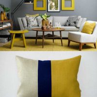 ongebruikelijk ontwerp van de slaapkamer in mosterd kleurenbeeld