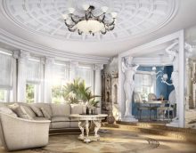 ongebruikelijke stijl woonkamer in Griekse stijlfoto