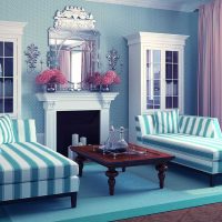 design luminos dormitor în imagine albastră