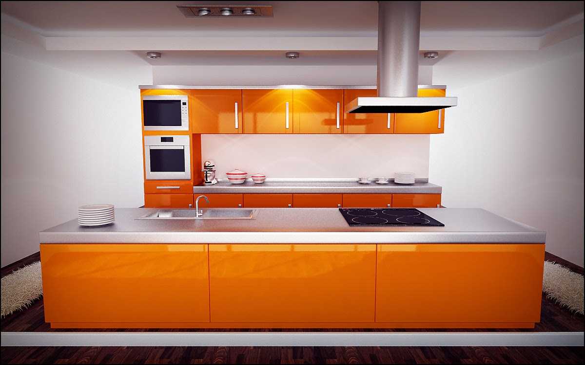 o combinație de portocaliu strălucitor în decorul camerei de zi cu alte culori