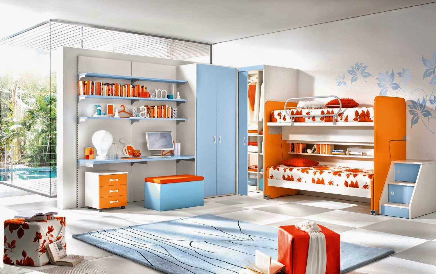 o combinație de portocaliu închis în stilul camerei cu alte culori