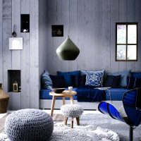 kombinace světle šedé v interiéru obývacího pokoje fotografie