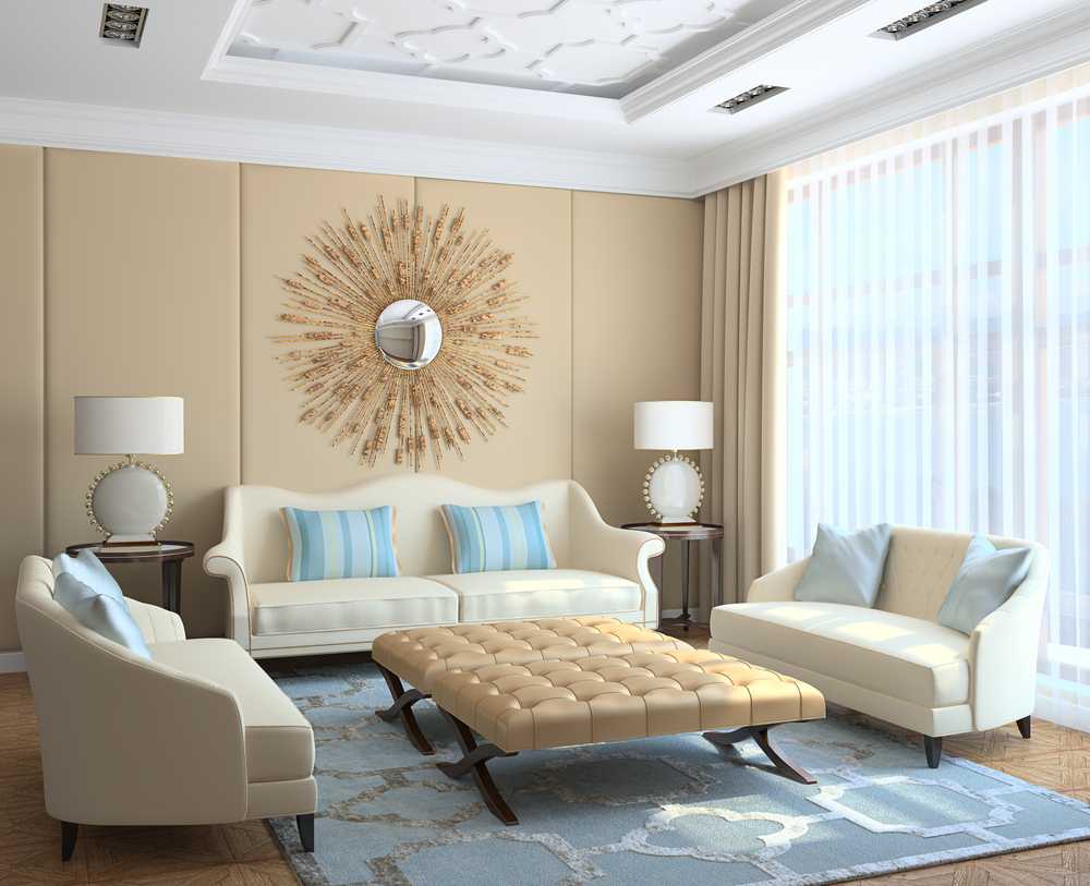 gaiši pelēkas krāsas kombinācija guļamistabas interjerā ar citām krāsām
