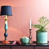 a világos rózsaszín kombinációja a nappali stílusában más színű képpel