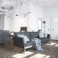 kombinace tmavě šedé v designu fotografie z obývacího pokoje