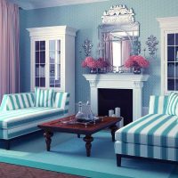 originální výzdoba obývacího pokoje v modré fotografii