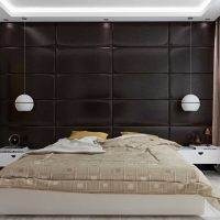neįprastas miegamojo dizainas su sienų plokščių nuotrauka