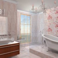 versiune a tencuielii decorative originale în designul imaginii din baie