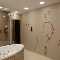 ideea de tencuială decorativă frumoasă în designul imaginii din baie
