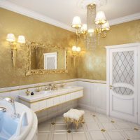 gyönyörű dekorációs vakolat változata a fürdőszoba dekorációjának fotóján