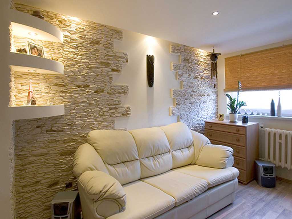 piatră flexibilă ușoară în designul apartamentului