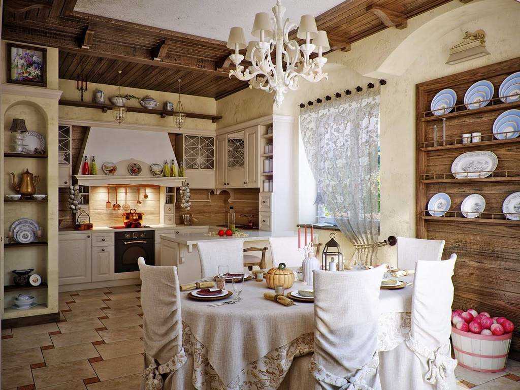 het idee van een ongewoon ontwerp van een rustieke keuken