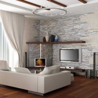 oriģinālā dekoratīvā akmens ideja dzīvokļa attēla noformējumā