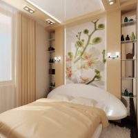 opțiune pentru decorarea luminoasă a designului imaginii dormitorului