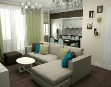 Ideja par virtuves 3 istabu dzīvokļa oriģinālo interjeru foto