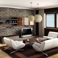 spilgta dekoratīvā akmens variants dzīvokļa attēla noformējumā