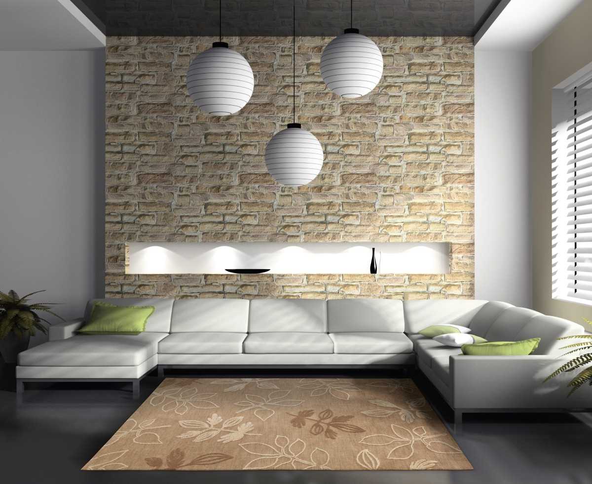het idee van een ongewone decoratieve steen in het ontwerp van het appartement