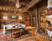idea of ​​a modern interior of a living room in a rustic style photo