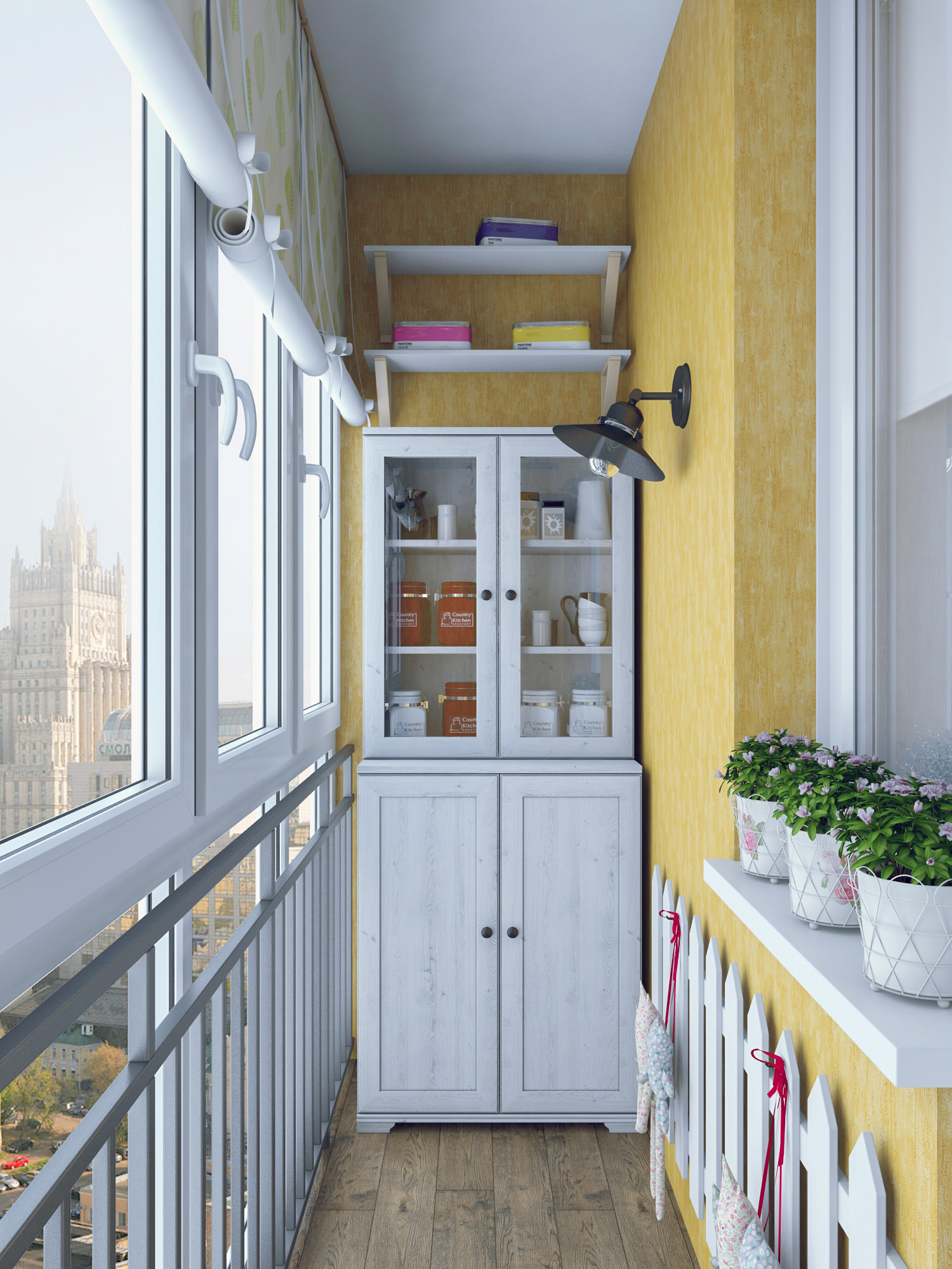 myšlenka původního stylu malého balkonu