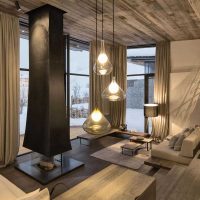 idee de lemn luminos în imaginea de design a camerei