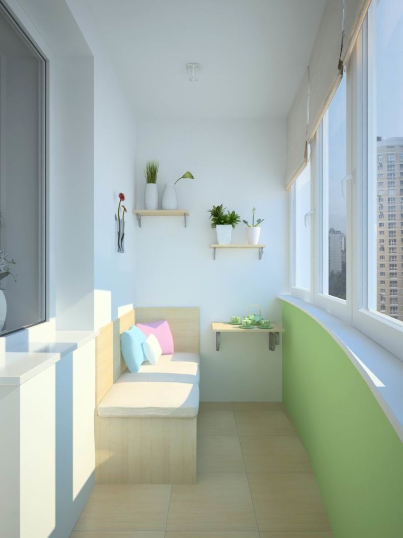 het idee van het ongewone ontwerp van een klein balkon