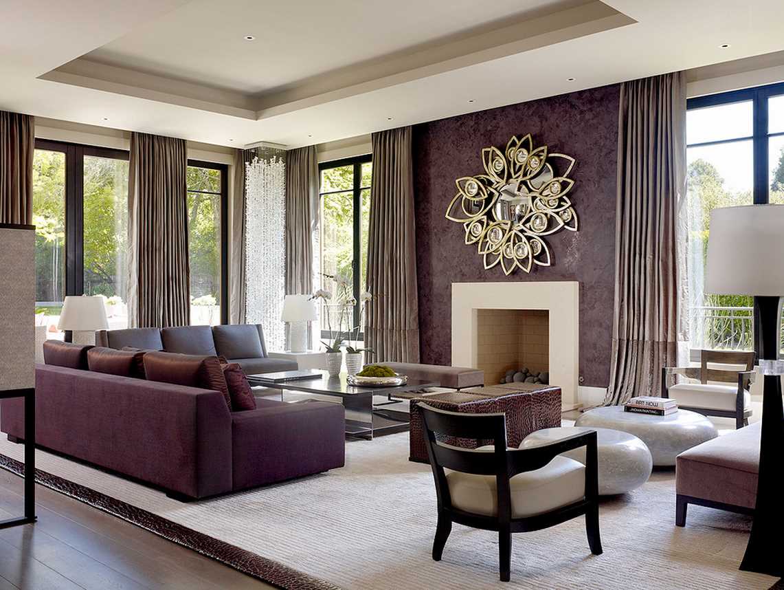oriģinālā dekoratīvā apmetuma ideja dzīvojamās istabas dizainā