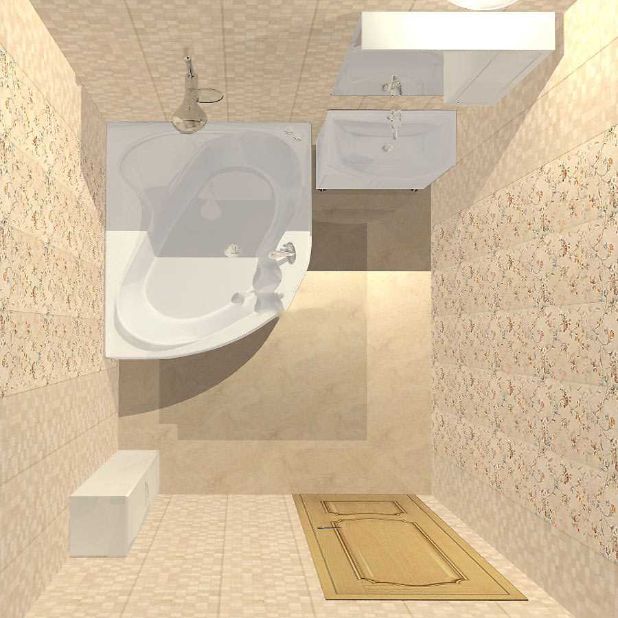 idee van een lichte badkamer interieur met hoekbad