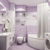 modernaus vonios kambario dizaino su kampine vonia nuotrauka
