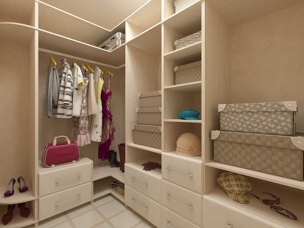 идеята за ярък дизайн на гардеробна стая