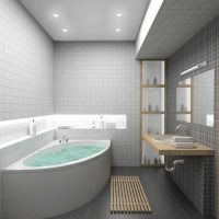 ideja par modernu vannas istabas interjeru ar stūra vannas foto
