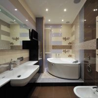 versie van het prachtige interieur van de badkamer met een afbeelding van een hoekbad