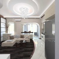variantă a unui interior luminos de apartament de 50 mp