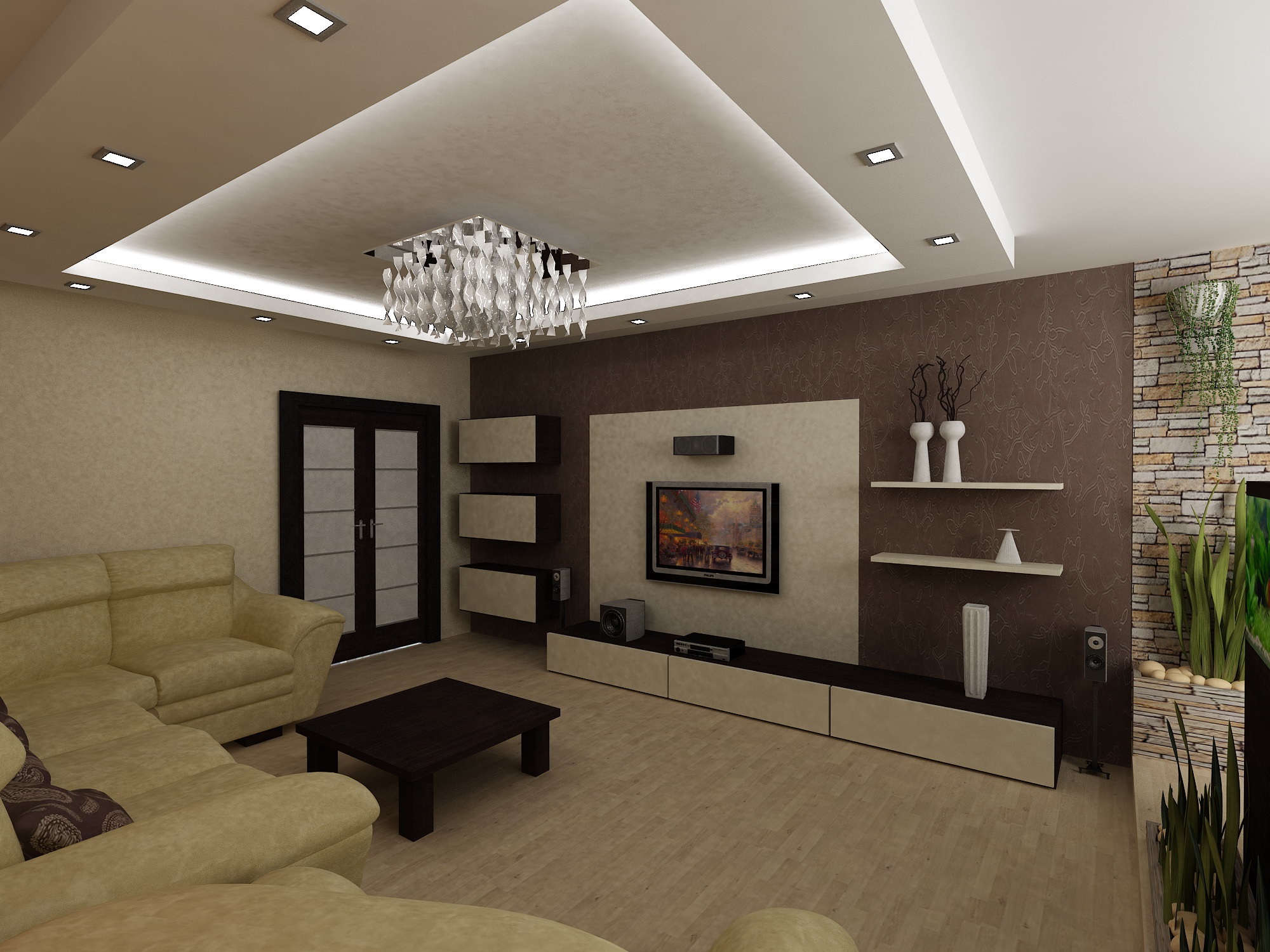 verze neobvyklého stylu obývacího pokoje 16 m2