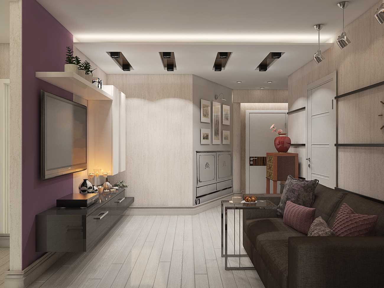 Een voorbeeld van een mooi ontwerp van een modern appartement van 70 m²