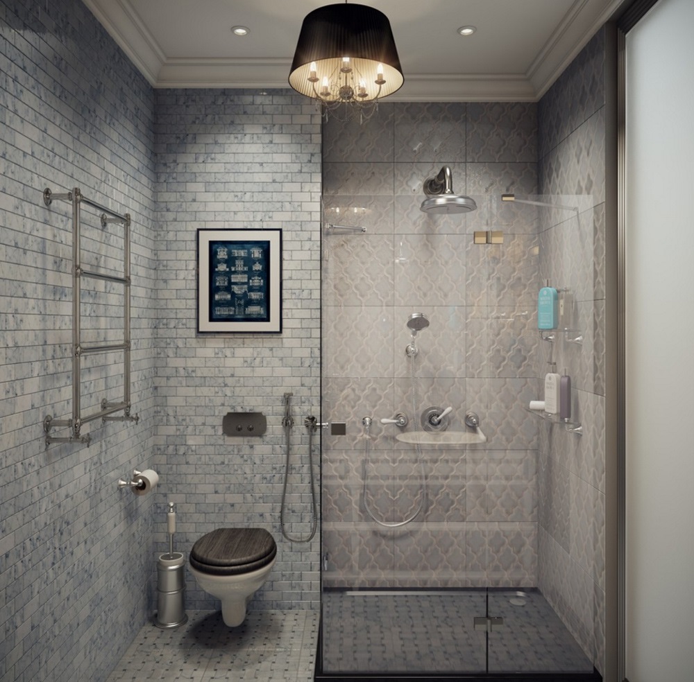 verze neobvyklého designu koupelny 5 m2