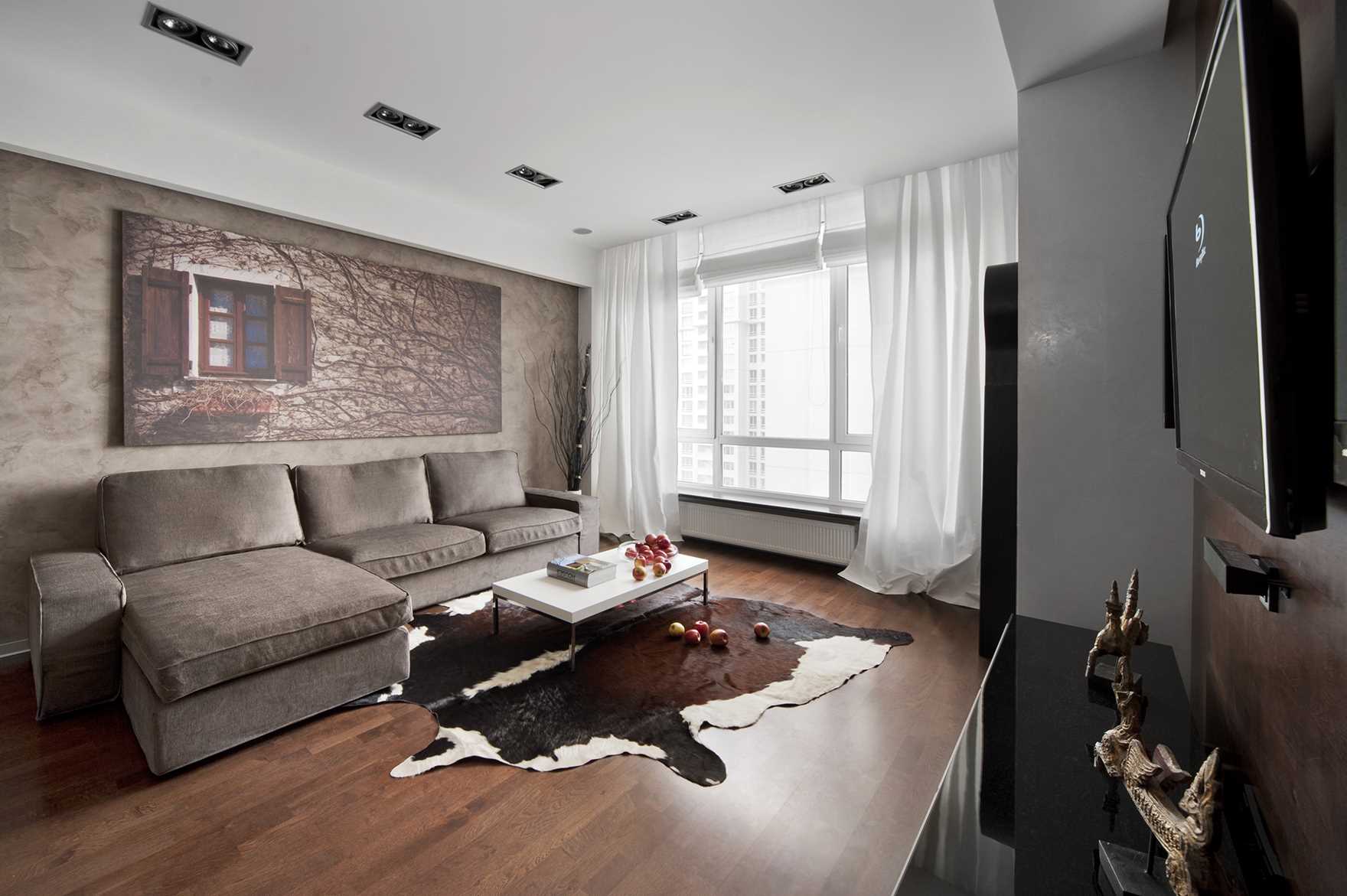 verze krásného interiéru moderního bytu 70 m2