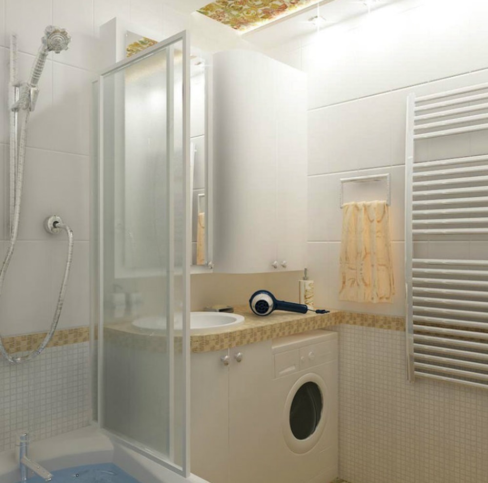 contoh reka bentuk yang luar biasa dari bilik mandi 5 sq.m