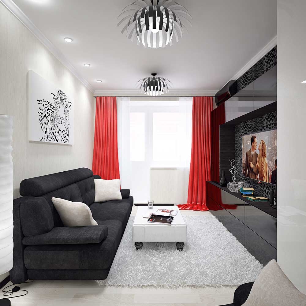 variant van een licht interieur van een woonkamer 16 m²