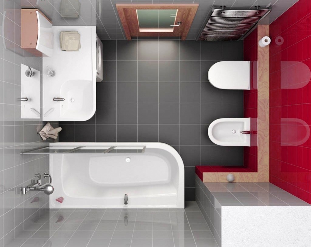 Spilgta vannas istabas interjera piemērs ar platību 5 kv.m