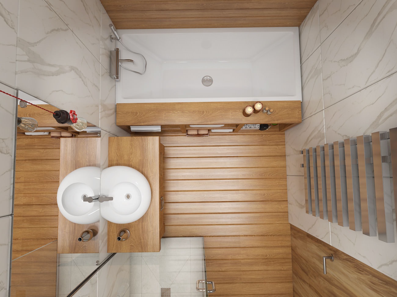 vannas istabas gaišā dizaina variants 5 kv.m platībā