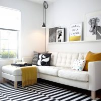 světlý design obývacího pokoje 16 m2. foto