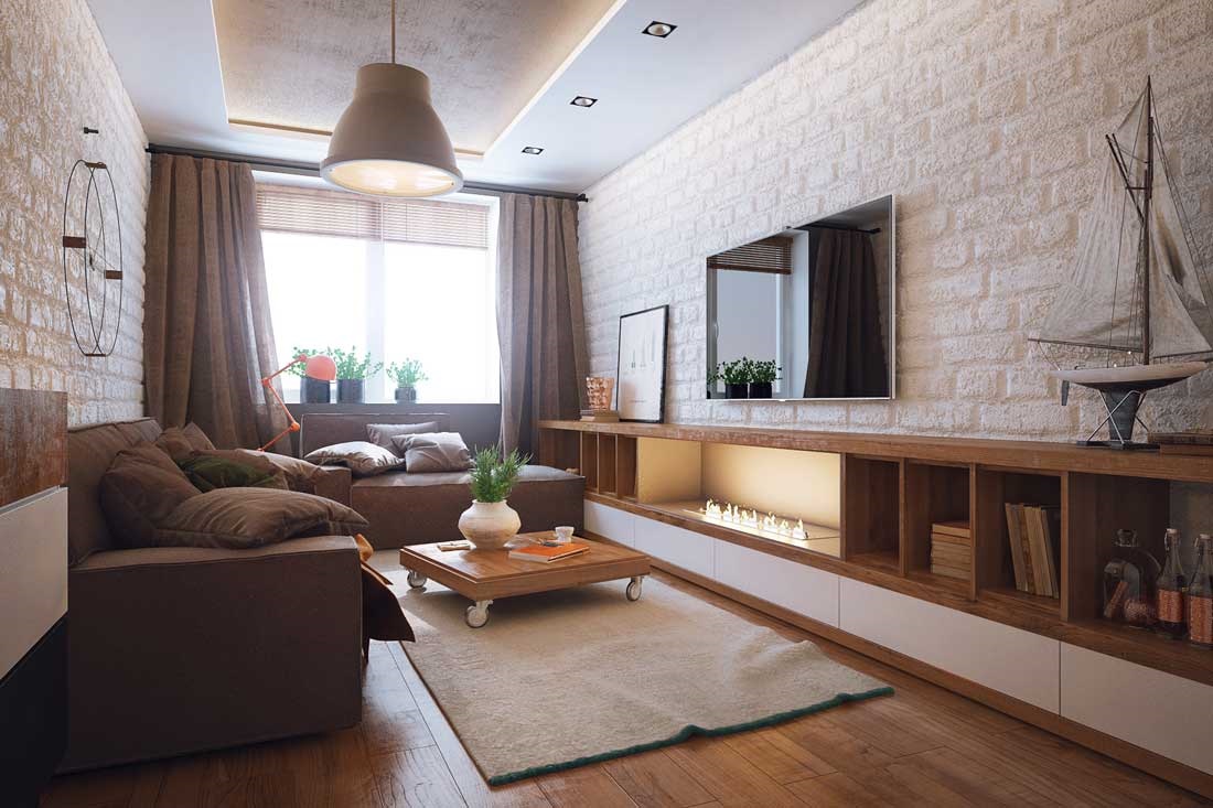 versie van de mooie stijl van de woonkamer 16 m²