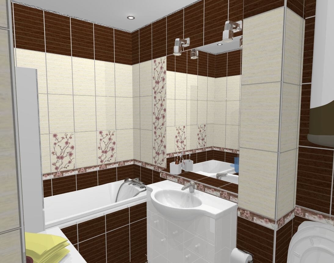 neparasta vannas istabas stila piemērs ar platību 5 kv.m