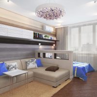 Dzīvojamās istabas skaista dizaina piemērs - 16 kv.m foto