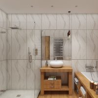 Spilgta vannas istabas dizaina 5 kv.m attēla piemērs