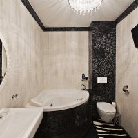 idee van een lichte badkamer met hoekbadfoto
