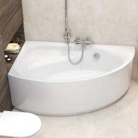 idee de design modern de baie cu fotografie cadă de colț