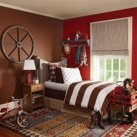 bagātīgas brūnas krāsas kombinācija guļamistabas interjera attēlā